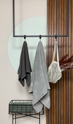 S-haakje Zwart + leren hanger - Maat S - set van 4