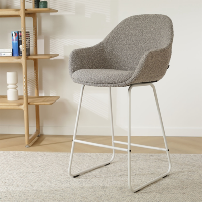 Barkruk Nino-Mae met armleuningen - wit onderstel 75 cm