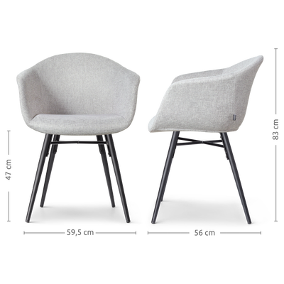 Eetkamerstoel Nena-Otis - zwart houten onderstel