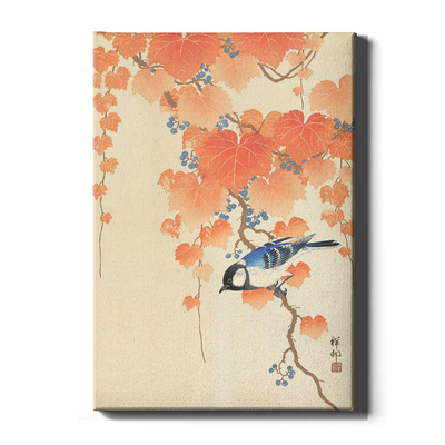 Walljar canvas schilderij - Ohara Koson - Great Tit On Paulownia Branch