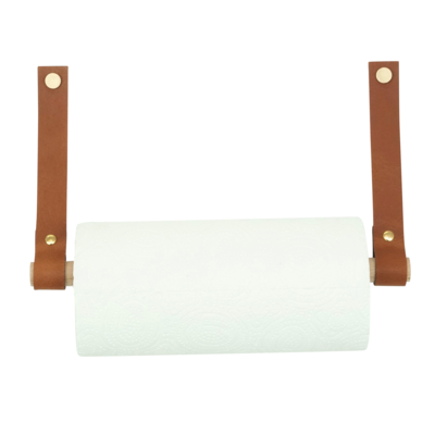 Leren keukenrolhouder (roldrager: rondhout)