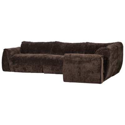 Baggy hoekbank rechts 3d chenille donkerbruin