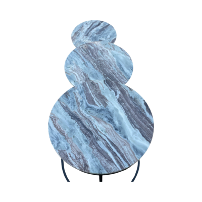 Bijzettafel rond Steen marmer blad - set van 3