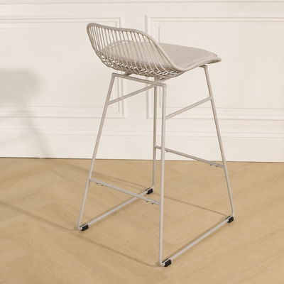 Barkruk Pleun grijsbeige - met zitkussen - 65 cm