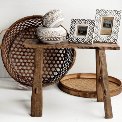 Teakhouten bankje / kruk maat Small