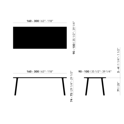 Studio HENK tafel Butterfly Rechthoekig - zwart frame, zwarte beits