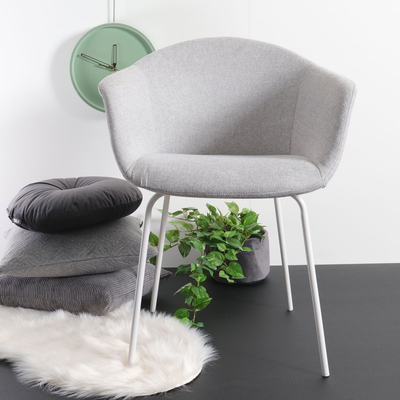 Eetkamerstoel Nora-Otis gestoffeerd - wit onderstel - met armleuningen