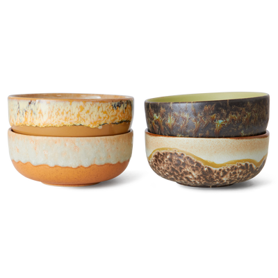 HKliving Servies 70's Ceramics Tapas Bowl drift - set van 4