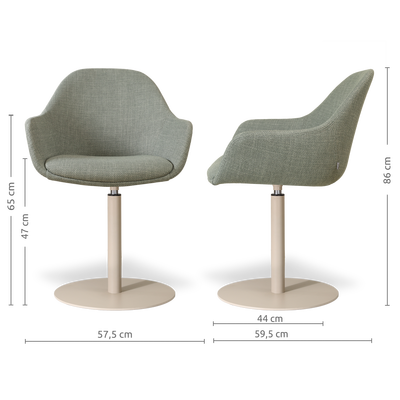 niva-mae draaibare eetkamerstoel- beige onderstel
