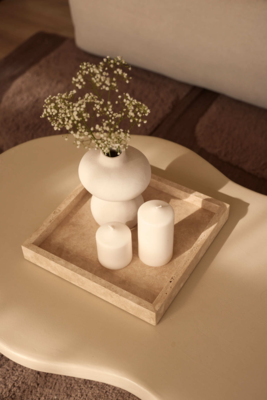 Travertine dienblad met rand 30x30cm - crème