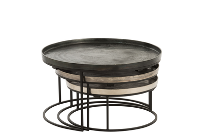 Bijzettafels Rond aluminium - Set van 3