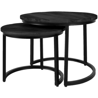 Salontafel Jelle zwart mangohout - set van 2
