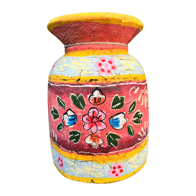 Oude houten pot Handbeschilderd L