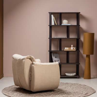 Baggy draaifauteuil geweven stof warmgrijs melange