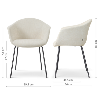 Eetkamerstoel Nora-Otis gestoffeerd - zwart onderstel - met armleuningen