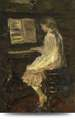 Canvas schilderij Meisje aan de piano