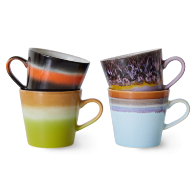HKliving cappuccino mok 70's Ceramics - Solid - set van 4