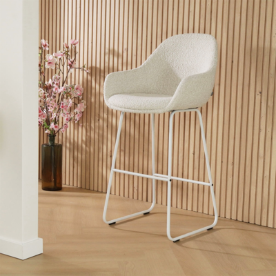 Barkruk Nino-Mae met armleuningen - wit onderstel 75 cm