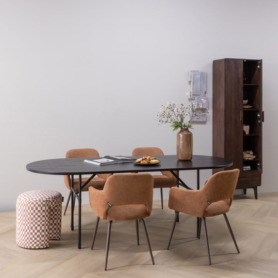 Arthur eettafel ovaal met h-poot eiken zwart [fsc]
