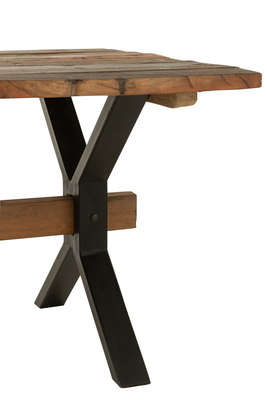 Eettafel verouderd hout bruin