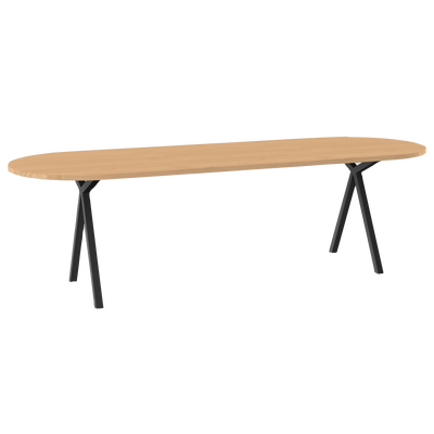 Studio HENK tafel Slim X-type Plat ovaal - zwart frame, hardwax light 3041