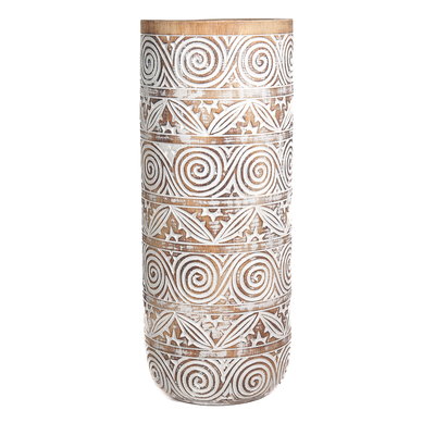 Houten vaas natural/wit