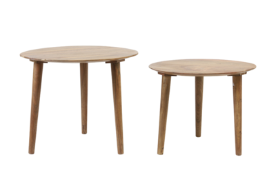 Bijzettafel hout natural - Set van 2