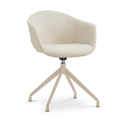 Draaibare eetkamerstoel Nola-Otis met armleuningen - beige onderstel
