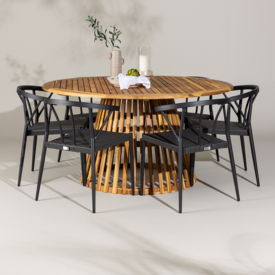 Aluminium tuinstoel zwart Julian- rattan zitting - set van 2