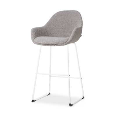 Barkruk Nino-Mae met armleuningen - wit onderstel 75 cm
