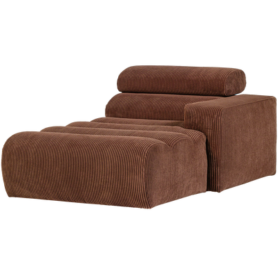 Novi chaise longue element arm rechts boucle karamelbruin