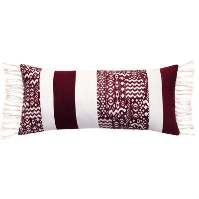 Kussen bohemian streep bordeaux ecru