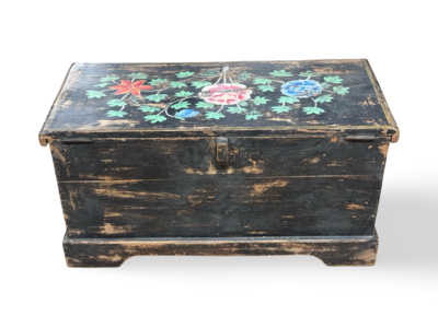 Kist 2 lades hand beschilderd bloem uniek