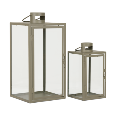 Glazen windlicht Ted groen - set van 2