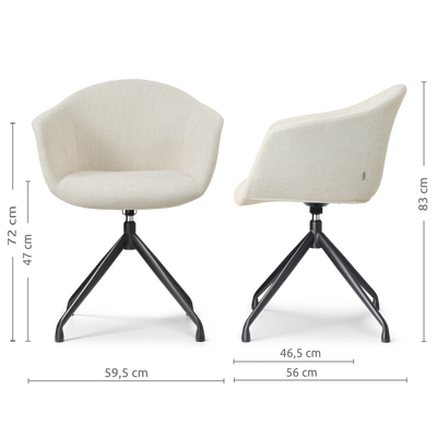 Draaibare eetkamerstoel Nola-Otis - zwart onderstel