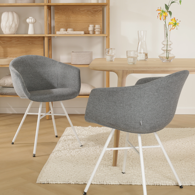 Eetkamerstoel Noa-Otis wit onderstel met armleuningen