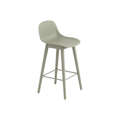 Muuto barkruk met rugleuning Fiber Counter Stool Wood Base
