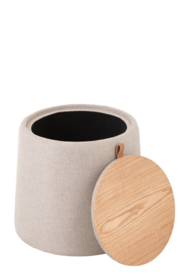 Poef/bijzettafel Rond Beige