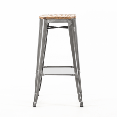 Metalen barkruk Café met houten zitting (zithoogte 77 cm)