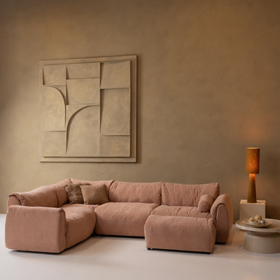 Baggy hocker geweven stof naturel melange