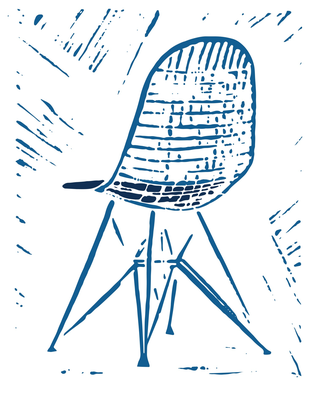 Poster Wire Chair Blue by Irene Linders