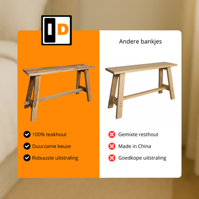 Teakhouten krukjes naturel