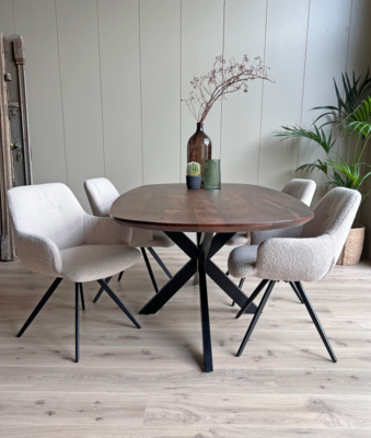 Old Inn Wonen eettafel Mango walnoot Deens ovaal met spinpoot - 240x110 cm