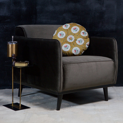 Statement fauteuil met arm chenille velvet perzikroze