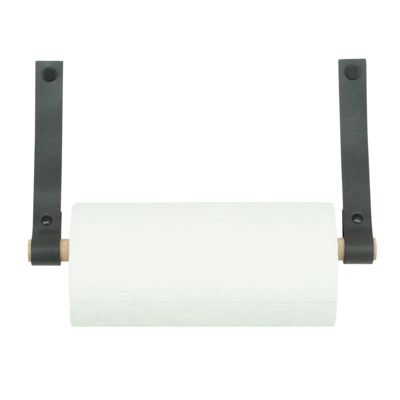 Leren keukenrolhouder (roldrager: rondhout)