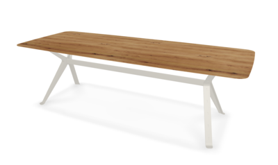 They &amp; Me eettafel Chat – bootsvorm – eiken rustiek lak – RAL9010 zuiverwit