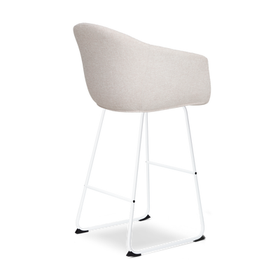 Barkruk Nino-Otis gestoffeerd wit onderstel met armleuningen (zithoogte 65 cm)