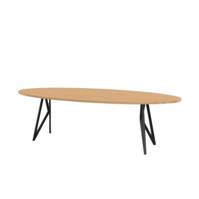 Studio HENK tafel Butterfly Ovaal - zwart frame, hardwax light 3041