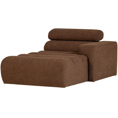 Novi chaise longue element arm rechts boucle karamelbruin