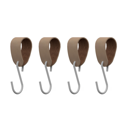S-haakje Wit + leren hanger - Maat S - set van 4 - HOYA Living